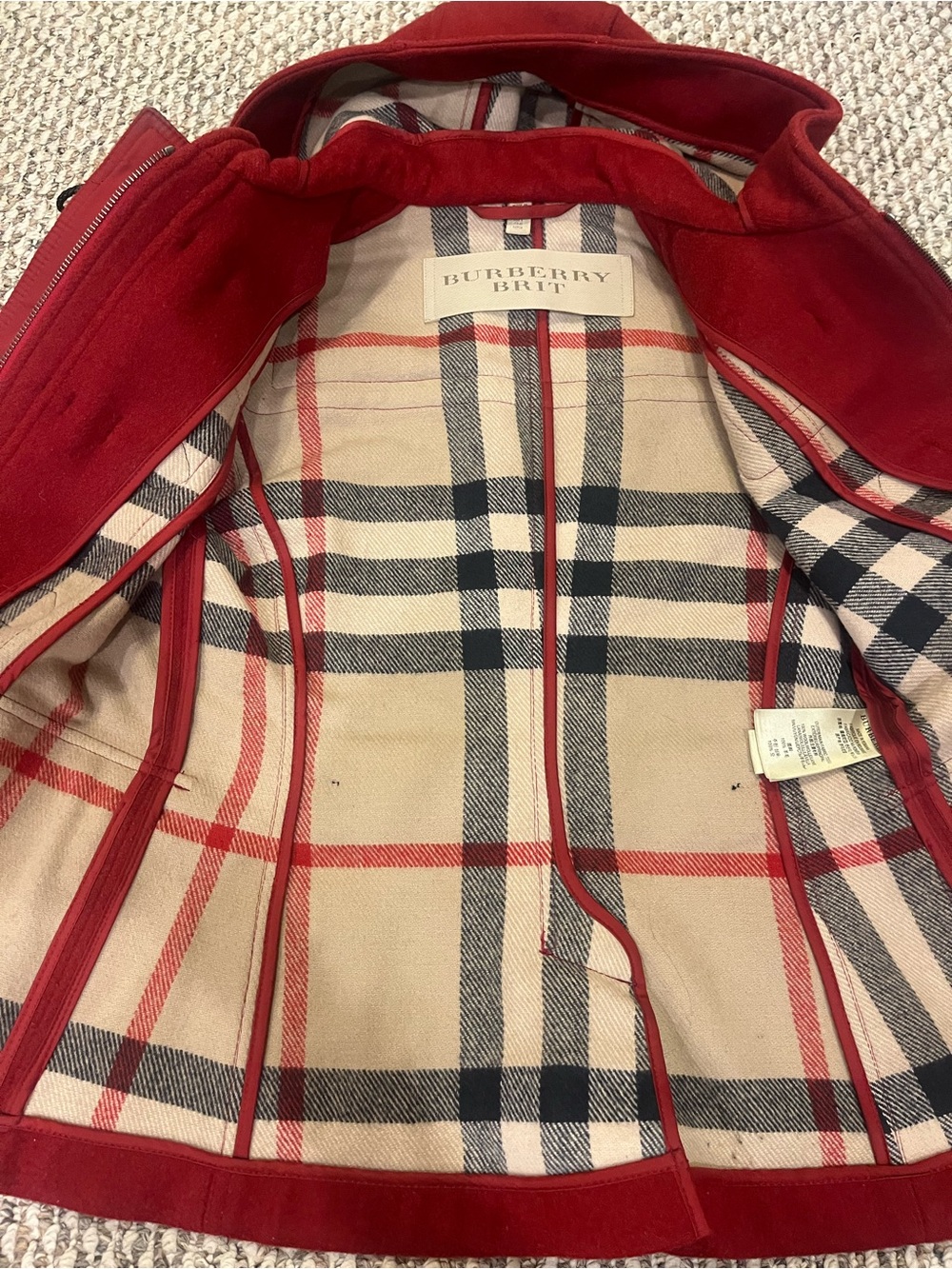 Burberry Red Hooded Toggle Women's Coat Size M - Picture 7 of 10